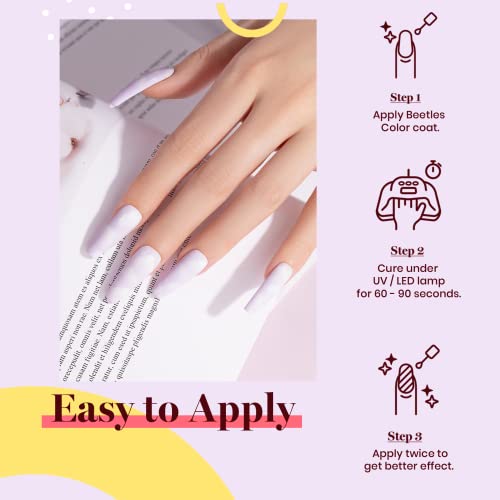 beetles Gel Polish 15ml Lilac Purple Nail Gel Soak Off Uv LED Nail Lamp Gel Polish Nail Art Manicure Salon DIY Home Solid Color Gel Gift for Women Girls