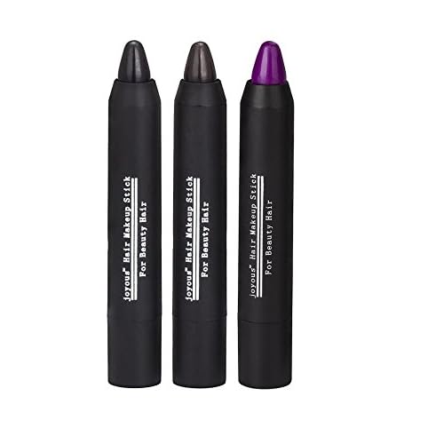 Professional Hair Chalk Temporary Hair Dye Non-toxic Hair Color Crayon Cover White Hair Color Patch (3packs-black-dark Brown-purple)