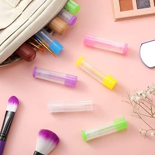 Sumind 300 Pieces Colorful Lip Balm Empty Container 5 ml Refillable Rotatable Clear Tubes Plastic Gloss Lipstick Lip Balm Tubes Holder for DIY Cosmetic Gifts, 6 Colors