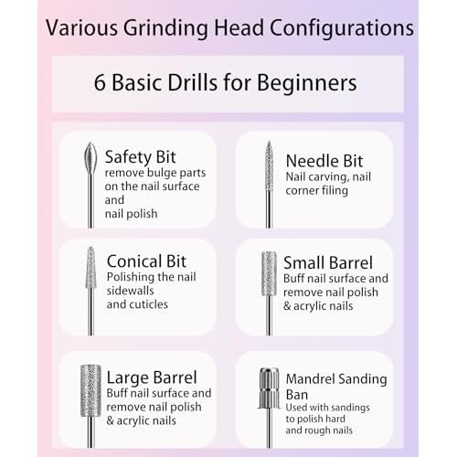 Electric Nail Drill Cordless, Electric Nail File Buffer Drill Machine for Natural Acrylic Gel Nails, Rechargeable Electric Manicure Pedicure Set
