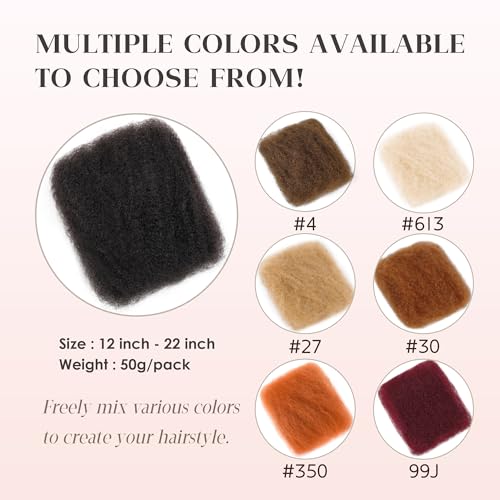 Afro Kinkys Bulk Human Hair, 16 Inch 50G/Pack Soft 4C Afro Kinky-Curly Human Hair Bulk for Twist Dreadlocks Extensions Repair Locs Natural Black 1 Pack (1B, 16 inch)