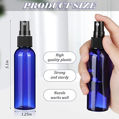 Nuogo 100 Pack 2 Oz Plastic Spray Bottles Reusable Mini Travel Size Perfume Refillable Mist Sprayer Empty Spritz Bottle for Household Use Essential Oil Cleaning(Blue)