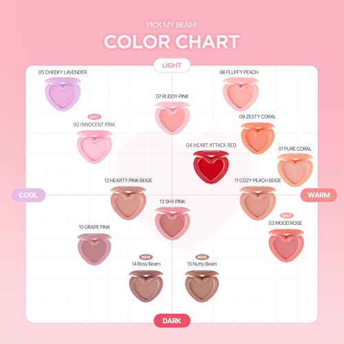 lilybyred Luv Beam Cheek Balm | Heart-Shaped Korean Cream Blush, Semi-Matte Finish, Long-Lasting, Blendable & Buildable, Soft Creamy Texture, Lightweight, Natural Flush, 0.12 oz.(12 Hearty Pink Beige)