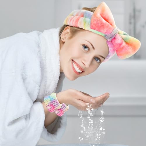 6pcs Headband and Wristband for Face Washing, Makeup Spa Skincare Headband, Skin Care Face Wash Headbands Wrist Bands Tools Set, for Women and Teen Girls Gifts