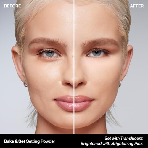 Morphe Mini Bake & Set Setting Powder - Lightweight, Talc-Free Finishing Powder for Face Makeup with a Soft, Natural Finish - Minimizes Shine for Up to 24HR - Brightening Pink (0.09 oz)