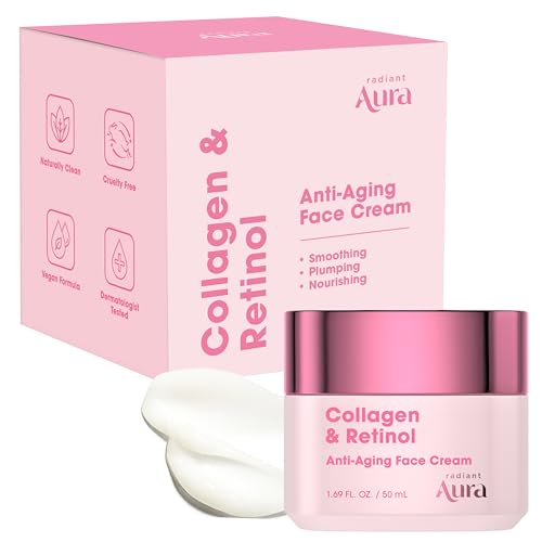 Collagen & Retinol Face Cream - Dermatologist Tested Korean Anti-Aging Moisturizer for Smoothing & Firming - Premium Formula for Wrinkle Care & Skin Rejuvenation - 1.67 fl oz