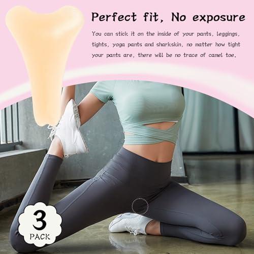 3-Pack Camel Toe Concealer for Women, Reusable Silicone Cameltoe Cover for Leggings & Swimsuits, Anti Cameltoe Underwear (Skin,3Pcs)