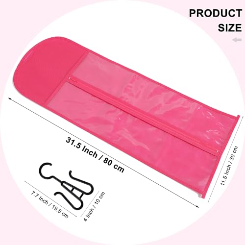 Hair Extension Holder 3Pcs Wig Storage Bags with Hanger, Wig Holder Wig Storage for Multiple Wigs, Breathable Dust-proof Extra Long Wig Bags for Hair Extensions & Accessories (Hot Pink)