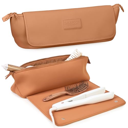 BAREFOOT CARIBOU Hair Tools Travel Bag and Heat Resistant Mat for Flat Irons, Straighteners, Curling Iron, and Haircare Accessories, 2-in-1 design, with Interior Pockets, Portable Organizer