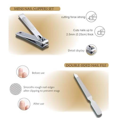 6-Piece Nail Clippers Set for Men Toe and Fingernail Clippers Kit with Travel Case Mens Manicure Nail Grooming Kits Gift for Dad Husband Boyfriend Men¡¯s Personal Care Essentials