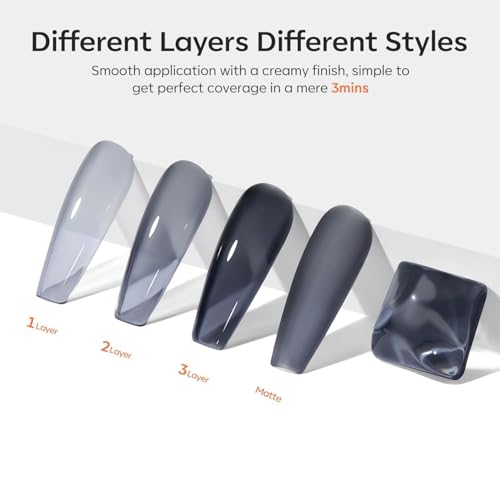 modelones Jelly Nude Black Gel Nail Polish 15 ML 1 Pcs Sheer Neutral Translucent Black Gel Polish Soak Off U V LED Nail Lamp Glassy Jelly Long Nails DIY Home for Women