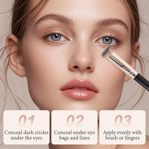 Under Eye Brightener Concealer with Brush, Conceal, Brightens, Effectively Cover Dark Circles, Moisturize and Blend for Smooth, Radiant & Refreshed Look
