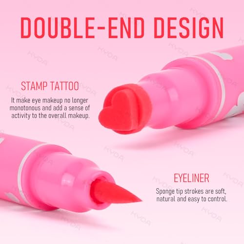 Ownest 7Pcs Colorful Eyeliner Stamp, Eye Liners Face Stamp for Cosplay Makeup, Black Blue Red Pink Orange Star Flowers Heart Moon Triangle Butterfly Smile Stamps Eyeliner Set
