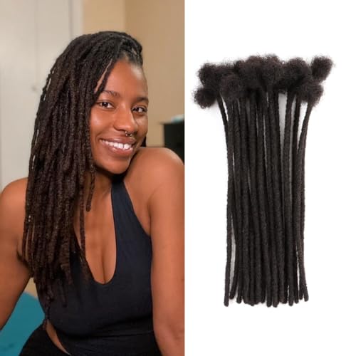 0.4cm Thickness Real Human Hair Dreadlock Extensions for Men/Women 10 Inch 100 Strands Full Handmade Permanent Locs Extensions Human Hair Can Be Dyed and Bleached