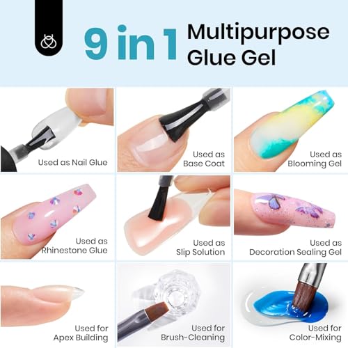 Beetles Gel Nail Kit Almond-500Pcs Gel Nails Tip Easy Extension Set Short Almond Shape 9 In 1 Nail Glue Extension Set Uv Led Lamp Acrylic False Tips Kit DIY Nails Art Gifts for Women