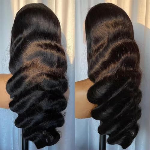 13x6 Body Wave Lace Front Wigs Human Hair Pre Plucked HD Transparent Lace Frontal Wigs Human Hair 200 Density Glueless Brazilian Virgin Human Wigs with Baby Hair for Women