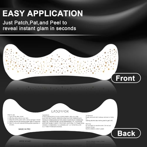 8 Pcs Gold Face Makeup Patches, Gold Glitter Freckles Face Tattoo, Glitter Freckles, Sparkle Makeup Patches, Waterproof Face Glitter Speckles Patches for Women