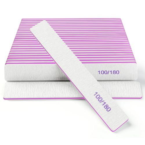 Nail Files (18 Pack), 100/180 Grit Double Sided Emery Boards for Natural & Acrylic Nails, Reusable Manicure for Women & Men, Professional Fingernail Filer & Lima de U?as for Salon & Home Use