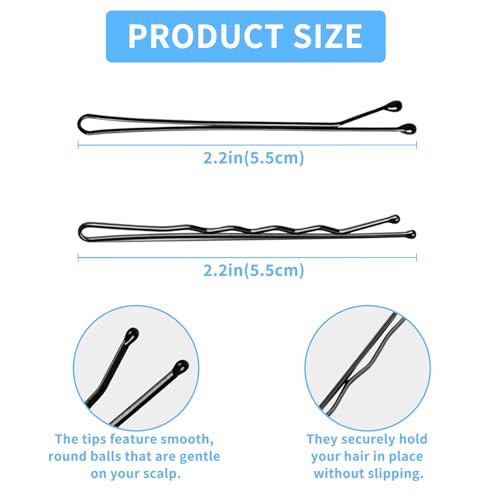 100 PCS 2.2 Inch(55 mm) Bobby Pins Black, Premium Bobby Pin For Women, Kids And Girls, Great For All Hair Types