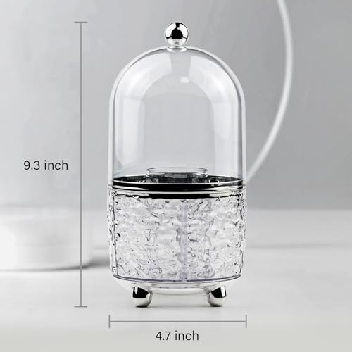 Makeup Brush Holder with Lid Cosmetic Tools Organizer 360 Rotating Make up Brushes Storage for Vanity, Waterproof & Dustproof (Clear)