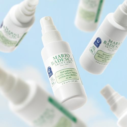 Mario Badescu Repairing HOCl Facial Spray with Hypochlorous Acid – Soothes & Hydrates Angry, Irritated Skin, Reduce Redness & Flare-Ups – pH Balancing, Non-Irritating Cleanser, 4 Fl Oz (Pack of 2)