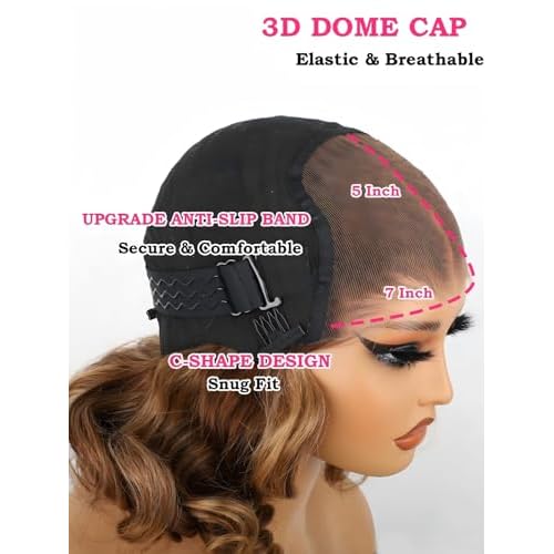 ISEE Wear Go Glueless Wigs Human Hair Pre Plucked Pre Cut Short Bob Body Wave Lace Front Wigs Human Hair for Women Upgraded Glueless Bob Wig 7x5 HD Lace Closure Wigs (Highlight Ombre, 16 Inch)