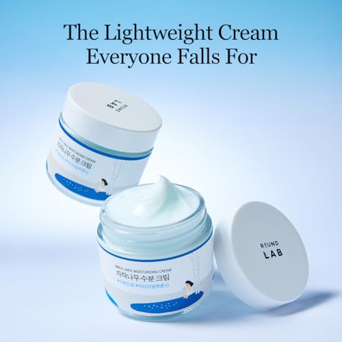 ROUND LAB Birch Juice Moisturizing Cream 2.7 Fl Oz 1+1 Refill Included Set, 48-Hour Hydrating Face Moisturizer with Vita Hyaluronic Acid, Gentle on Acne-Prone and Sensitive Skin, Korean Skin Care