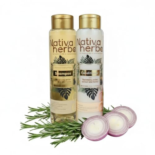 Rosemary and Onion Shampoo & Conditioner ? Hair Growth and Anti Hair Loss Set, Organic 18.5 fl oz Each, Strengthens Roots, Restores Shine, Paraben Free Natural Hair Care