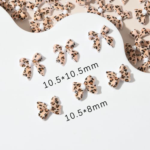 36Pcs Leopard Print Bow Nail Art Charms - Acrylic Rhinestone - Bow Shape - Nail Art Rhinestones