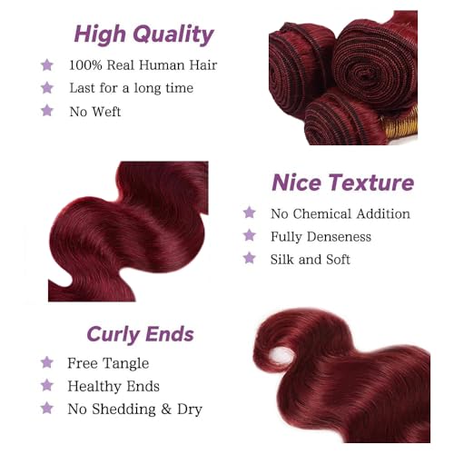 Burgundy Human Hair Bundles 99j Bundle Burgundy Bundle Human Hair 14 16 18 inch 99j Body Wave 3 Bundles Wine Red Weave 150g