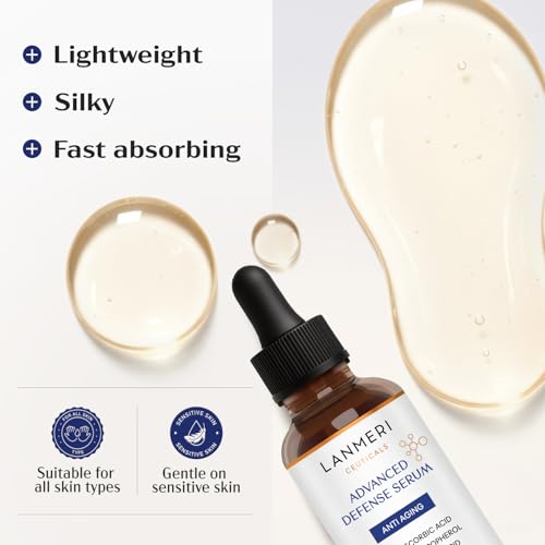 Lanmeri Ceuticals 15% Vitamin C + E + Ferulic Serum: Vitamin C Serum for Face with Vitamin E, Ferulic Acid ? Brightening, Anti-Aging, Anti-Wrinkle & Hydration ? for Dark Spots & Uneven Skin (1 fl oz)
