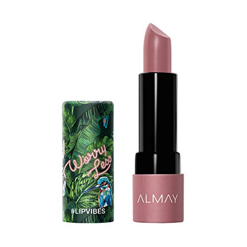 Almay Lip Vibes Lipstick with Vitamin E Oil & Shea Butter, Matte Finish, Hypoallergenic, Worry Less, 0.14 Oz