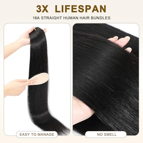 16A Raw Straight Bundles Human Hair 1 Bundle,28 Inch,Triple Lifespan,Burmese Virgin Remy Hair Extensions,No Tangle Shedding
