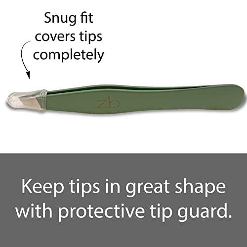 Tweezers ? Surgical Grade Stainless Steel - Slant Tip for Expert Eyebrow Shaping and Facial Hair Removal ? with Protective Pouch (Sage)