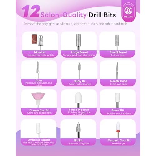 CozyZen Cordless Nail Drill Professional: 45000 RPM Rechargeable Electric Nail File Kit, Portable & Low Noise for Acrylic, Gel Nails, Manicure & Pedicure - Salon & Home Use