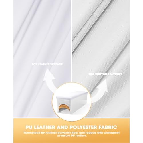 Onism Lash Bed Cover-Wipeable PU Leather Massage Bed Cover, Waterproof Soft and Comfortable Spa Bed Cover with Storage Pocket for Eyelash Extension Bed Massage Bed Perfect for Salon Spa Home Use White