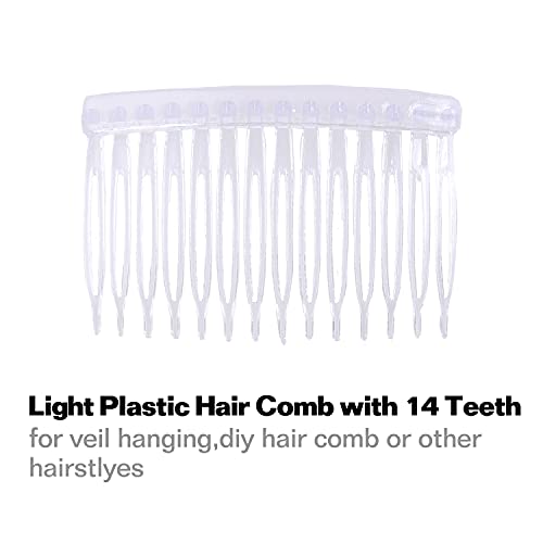 Cinaci 30 Pack Small Clear White Plastic Hair Side Combs Slide Bun Holder with 14 Teeth DIY Headpieces Thin Fine Hair Clips Grips French Twist Barrettes Accessories for Women Girls Wedding Brides Veil
