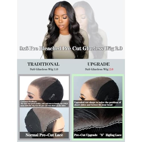 28 Inch Wear And Go Glueless Wigs Human Hair Pre Plucked Pre Cut 9x6 Body Wave Glueless Pre Plucked Bleached Knots Lace Front Wig For Women Transparent Lace Closure Wigs 200% Density