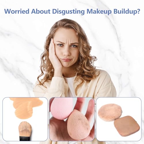 Alyfini Makeup Brush & Sponge Shampoo, Ultra Concentrated, Deep Clean Foundation/Lipstick, Professional Cleanser Solution, Efficient Dissolves Residue on Make Up Brushes/Sponges/Puff, 5.1 Fl Oz/150ml