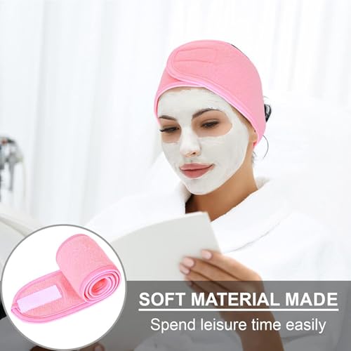 30 Pack Spa Headband Bulk Spa Facial Headband Adjustable Skincare Head Wrap with Non Slip Tape for Washing Face Makeup Shower Sport Facial Mask Yoga,Pink