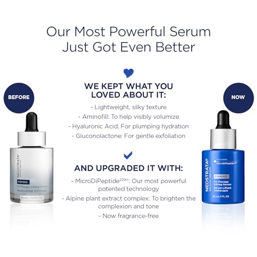 NEOSTRATA Skin Active Tri-Therapy Lifting Serum, Anti-Aging and Firming 3D Volumizer with MicroDiPeptide229 for Fine Lines & Wrinkles, Hyaluronic Acid, Oil-Free, Fragrance-Free, 1 fl. oz.