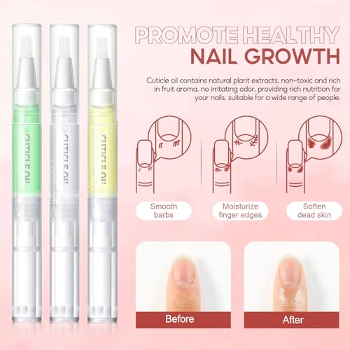 Peacecolor 16Pcs Cuticle Oil Pen for Nails Portable Nail Moist Nail Strengthener Nails Care Kit for Treatment Care Nail Softener and Strengthener