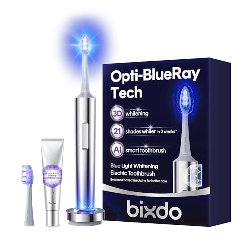 Whitening Electric Toothbrush for Adults, Professional 460nm Whitening Blue Light Tech, 31,000VPM Sonic & Oscillating Cleaning with Smart AI Sensor, 6-Month Long-Lasting Battery