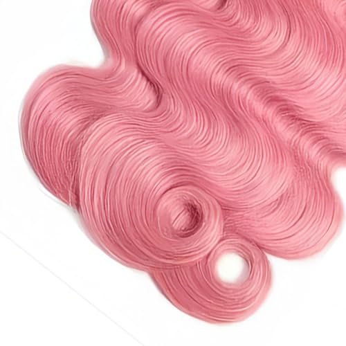 Pink Bundles Human Hair Body Wave Bundles 14 16 18 Inch Unprocessed Brazilian Virgin Hair 3 Bundle 50 Gram Per Bundle Deals Quick Weave Hair Extensions