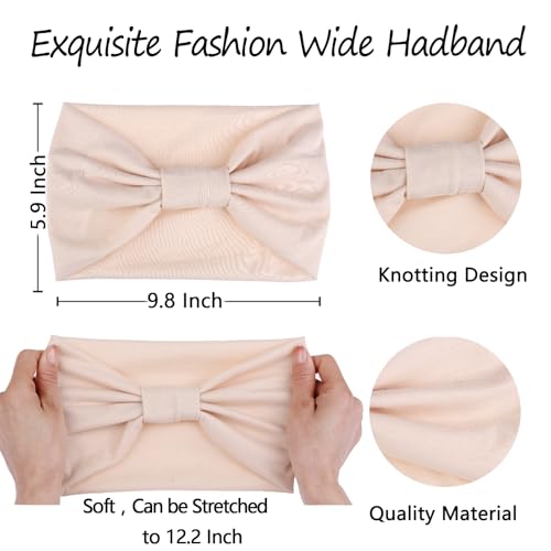 XTREND 12 Pcs Wide Headbands Fashion Knotted Headband For Headband Ladies Bohemian Style Women Non Slip Head Wraps Sport Yoga Workout Turbans Pure Color Hair for Girls Accessories (Solid Color)