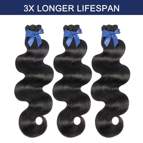 Raw Bundles Human Hair Body Wave, Bleachable & Dyeable, No Shedding, No Tangles, 15A Raw Vietnamese Hair Bundles, 18 Inch, 3X Longer Lifespan