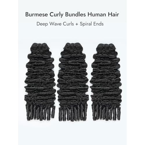 Wiggins Burmese Curly Bundles Human Hair 16 18 20 Deep Curly Human Hair 3 Bundles Water Wave Unprocessed Weft Extensions For Black Women Natural Black