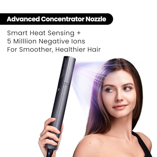 GLAMUP¢ç FusionPro¢â 6 in 1 Hot Air Styler- Wrap Curler & Thermal Brush Straightener, High Speed Hair Dryer, Round Brush, Volumizer, Hair Styling Gift Set with Travel Bag, Blow Dryer Brush