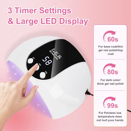 UV Light for Gel Nails, LKE 54W UV LED Nail Lamp with 18 Beads 3 Timer Setting & Auto Sensor Nail Dryer for Gel Polish Polygel Fast Curing Manicure Professional Nail Dryer Home Salon Nail Tools