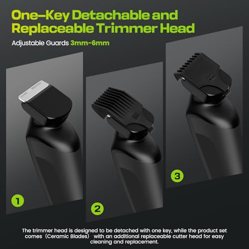 Electric Body Hair Trimmer for Men - Multi-Angle Ceramic Blade with LED Screen & 7000RPM Adjustable Speed, IPX6 Waterproof Pubic/Ball/Groin Shaver Kit, USB/Dock Charging, 90min Runtime, Box